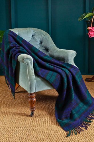 A piece of tartan fabric on a couch